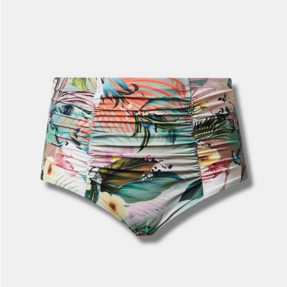 torrid Tropical Floral Crisscross High Waist Bikini in Mint & Coral - Picture 10 of 10